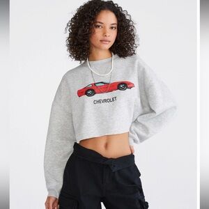 Chevrolet Corvette Cropped Gray Crew Sweatshirt